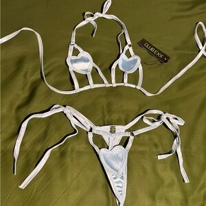 NWT Club Exx Blue Heart Bikini Set